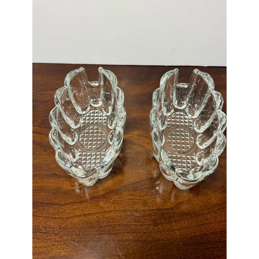 Vintage Princess House #438 Spoon Fork Holders Pair Crystal Utensil Rests